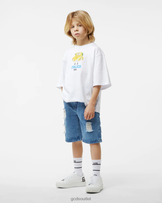 Kids GCDS Junior Spongebob Italico T-Shirt White 0FVX726