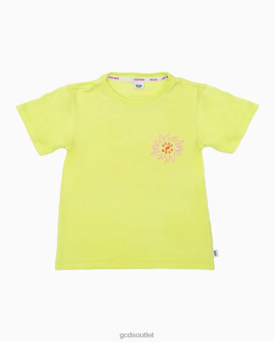 Kids GCDS Junior Surfing Wirdo Printed T-Shirt Lime 0FVX716
