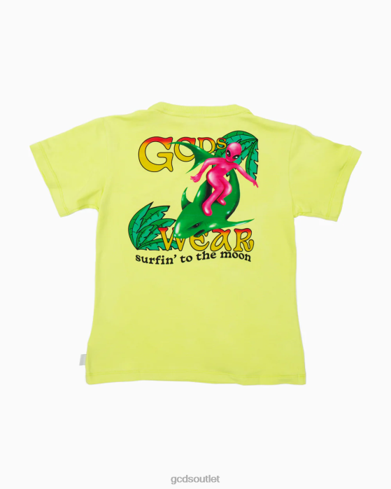 Kids GCDS Junior Surfing Wirdo Printed T-Shirt Lime 0FVX716