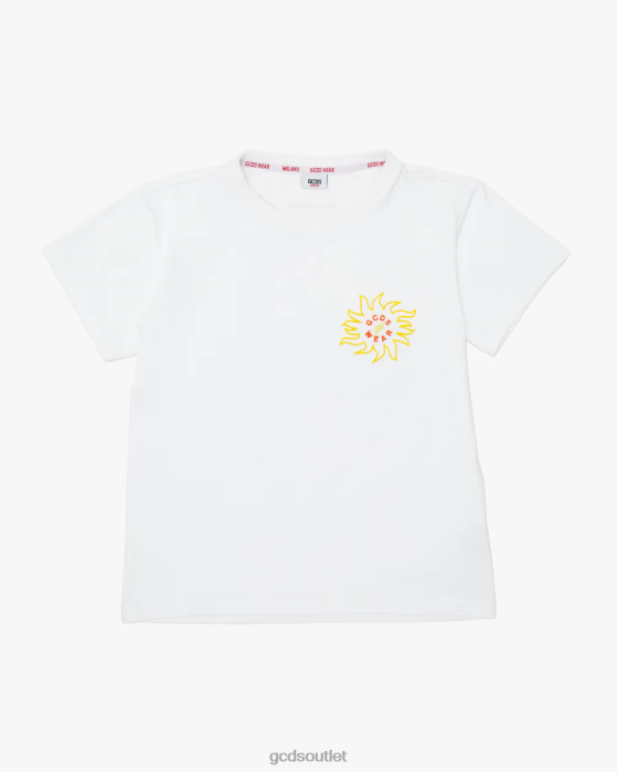 Kids GCDS Junior Surfing Wirdo Printed T-Shirt White 0FVX717