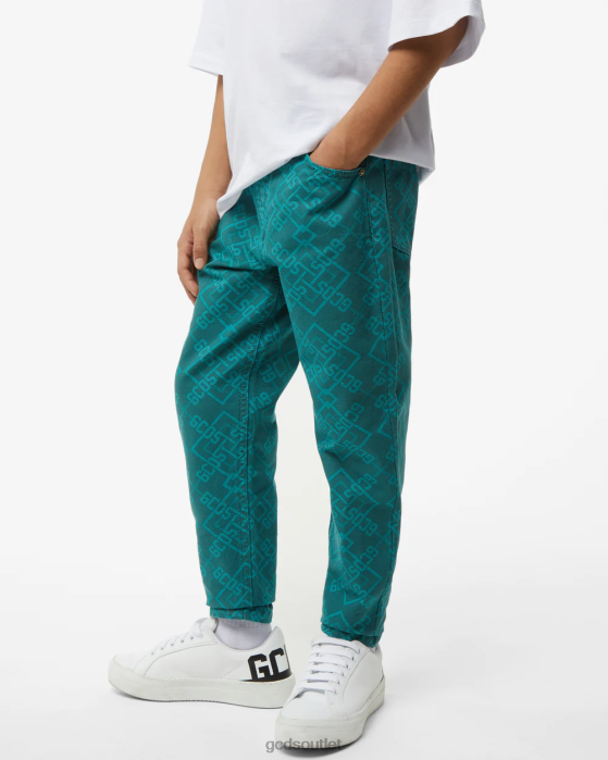 Kids GCDS Junior Denim Jacquard Trousers Multicolor 0FVX748