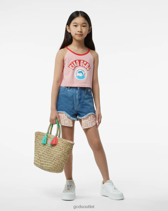 Kids GCDS Junior Denim Shorts Blue 0FVX821