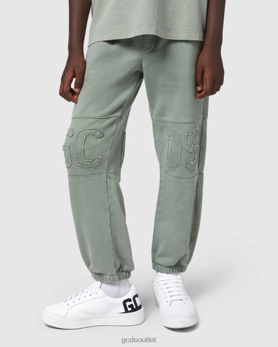 Kids GCDS Junior Overdyed Logo band sweatbottoms Green 0FVX738