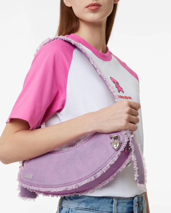 Men GCDS Comma Denim Medium Shoulder Bag Pink 0FVX248