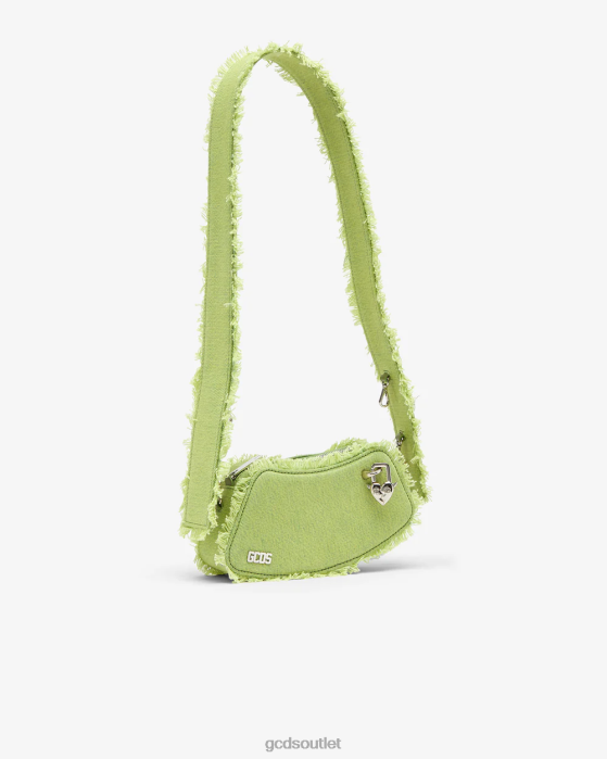 Men GCDS Comma Denim Small Crossbody Bag Lime 0FVX251
