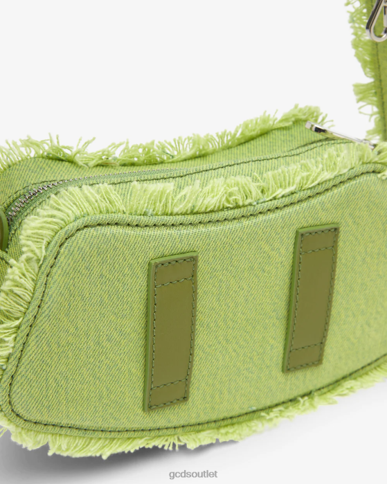 Men GCDS Comma Denim Small Crossbody Bag Lime 0FVX251