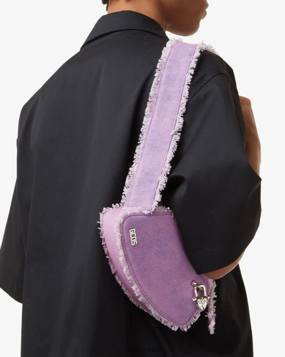 Men GCDS Comma Denim Small Crossbody Bag Pink 0FVX247
