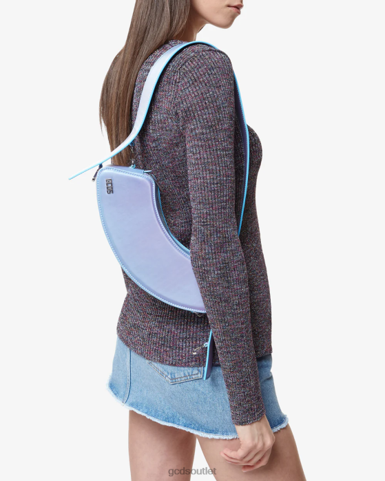 Men GCDS Comma Holographic Shoulder Bag Silver/Lilac 0FVX246