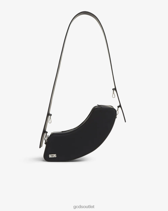 Men GCDS Comma Medium Shoulder Bag Black 0FVX249