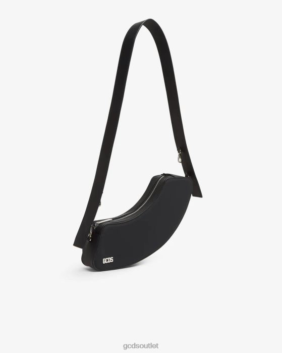 Men GCDS Comma Medium Shoulder Bag Black 0FVX249