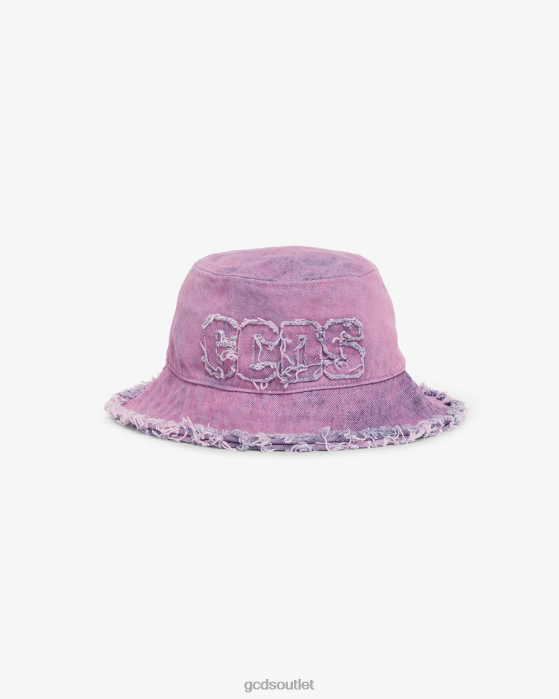 Men GCDS Denim Bucket Hat Pink 0FVX234