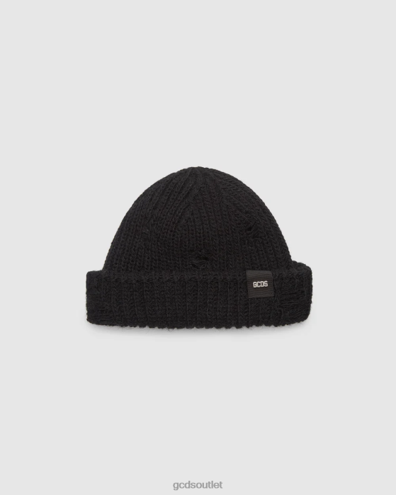 Men GCDS Giuly wool rips hat Black 0FVX242