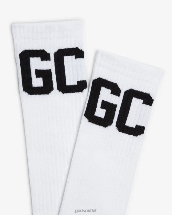 Men GCDS Mid Calf Band Logo Socks White 0FVX198