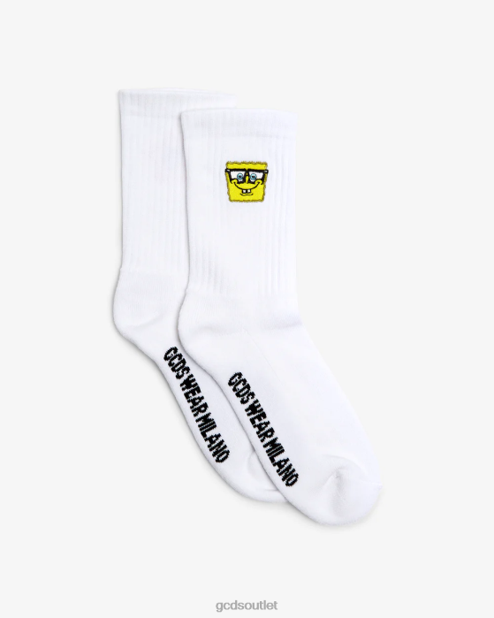 Men GCDS Spongebob Embroidered Socks White 0FVX211