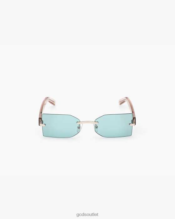 Men GCDS GD0033 Rectangular Sunglasses Emerald Green/Nude 0FVX270