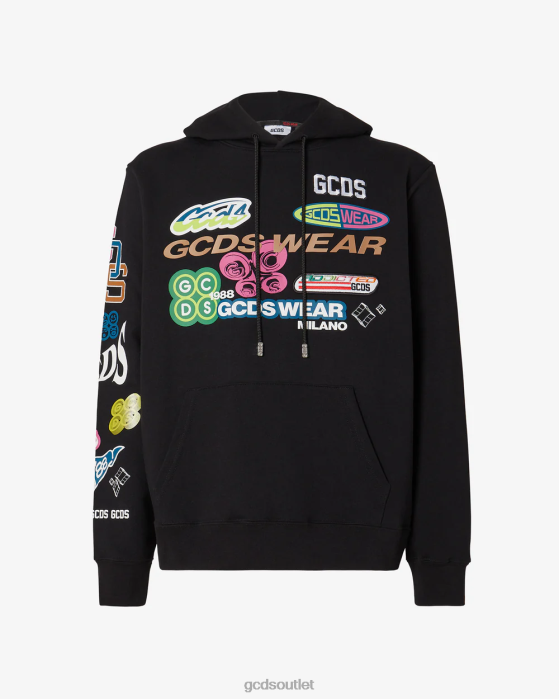 Men GCDS Hentai Oversized Hoodie Black 0FVX60