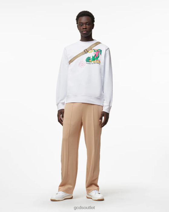Men GCDS Surfing Wirdo Printed Regular Crewneck White 0FVX51