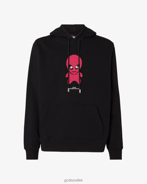Men GCDS Wirdo Regular Hoodie Black 0FVX61