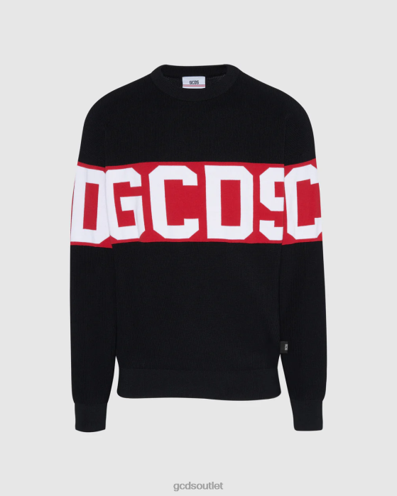 Men GCDS Cotton Logo band sweater Black 0FVX43
