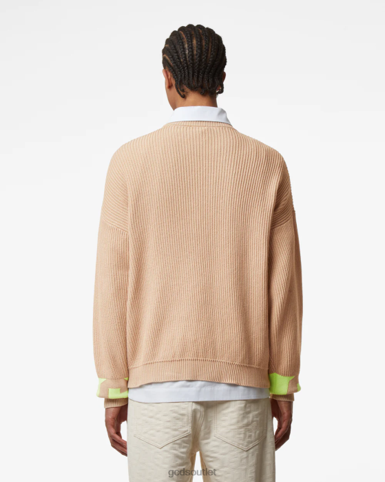 Men GCDS Cotton Low Band Sweater Beige 0FVX28