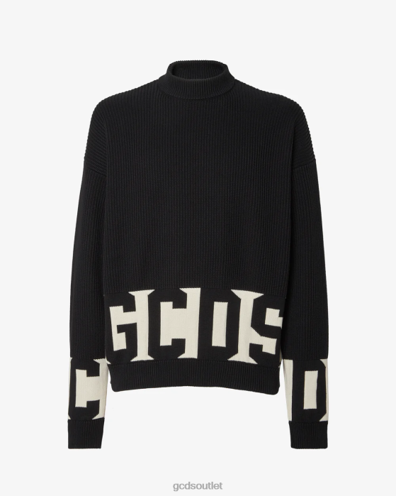 Men GCDS Cotton Low Band Sweater Black 0FVX24