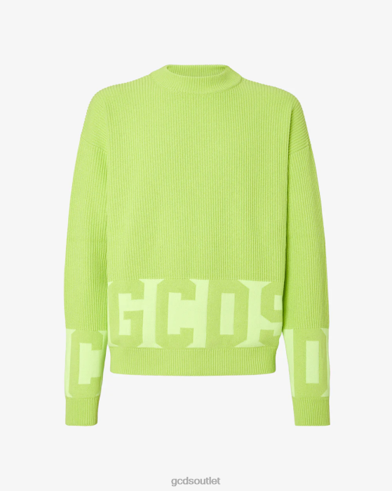 Men GCDS Cotton Low Band Sweater Lime 0FVX34
