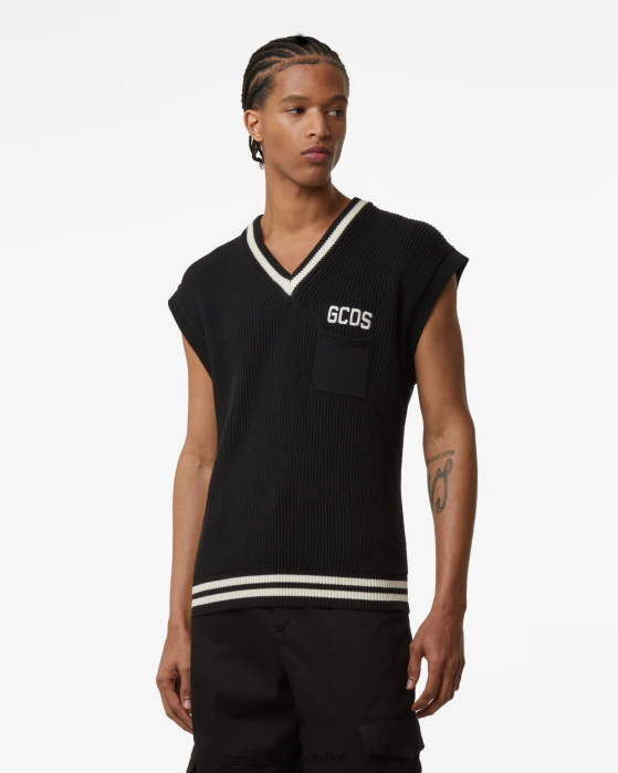 Men GCDS Low Band Gilet Black 0FVX22