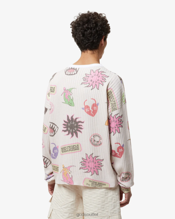 Men GCDS Surfing Wirdo Sweater Off White 0FVX38
