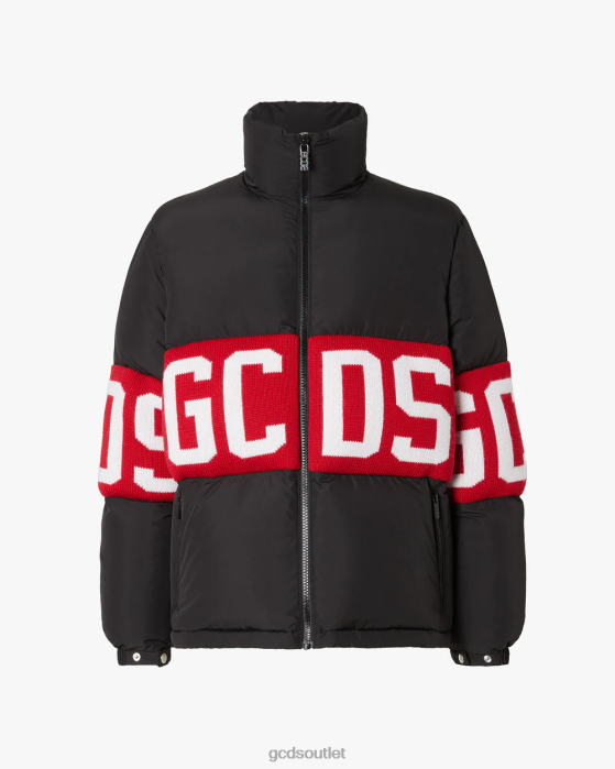 Men GCDS logo band puffer jacket Black 0FVX12