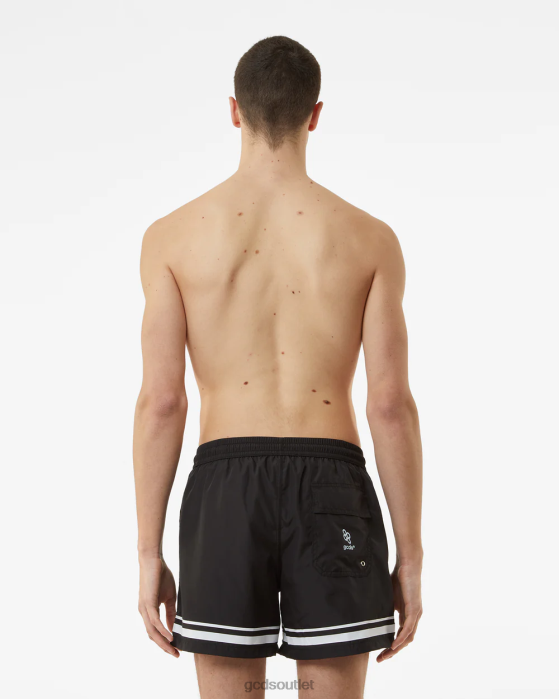 Men GCDS Stripes Swim Shorts Black 0FVX150