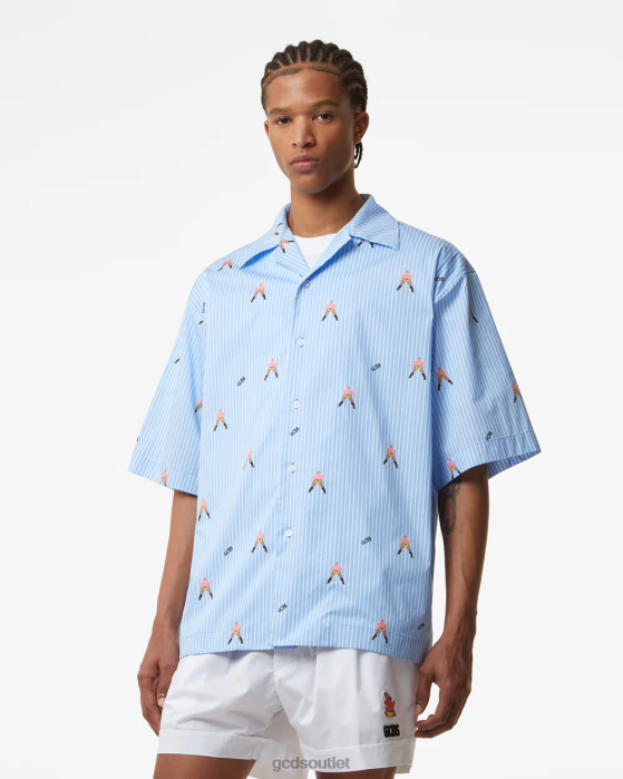Men GCDS All-Over Patrick Star Cotton Bowling Shirt Multicolor 0FVX90