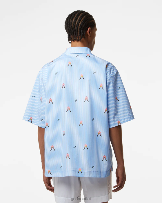 Men GCDS All-Over Patrick Star Cotton Bowling Shirt Multicolor 0FVX90
