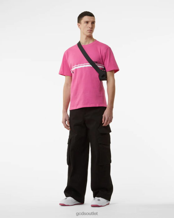 Men GCDS Low Logo Band Regular T-Shirt Fuchsia 0FVX93