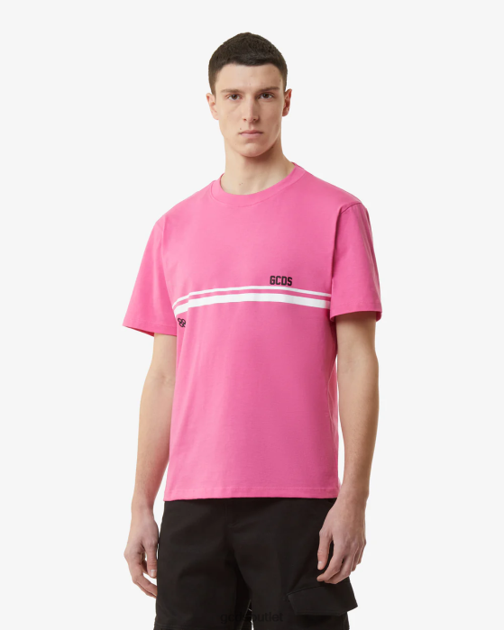 Men GCDS Low Logo Band Regular T-Shirt Fuchsia 0FVX93