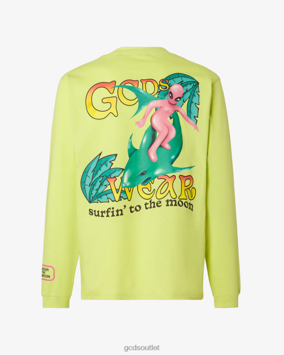 Men GCDS Surfing Wirdo Printed Long Sleeves T-Shirt Lime 0FVX103
