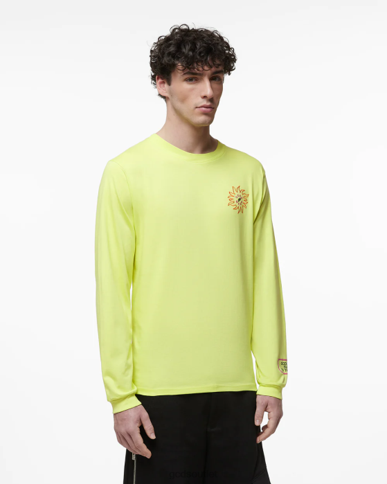 Men GCDS Surfing Wirdo Printed Long Sleeves T-Shirt Lime 0FVX103