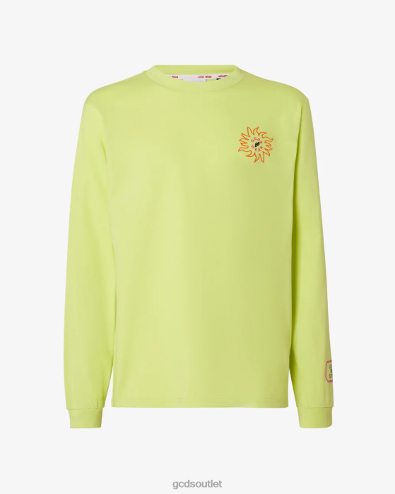 Men GCDS Surfing Wirdo Printed Long Sleeves T-Shirt Lime 0FVX103