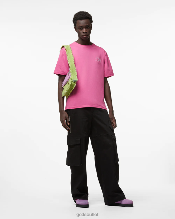 Men GCDS Surfing Wirdo Printed Loose T-Shirt Fuchsia 0FVX92