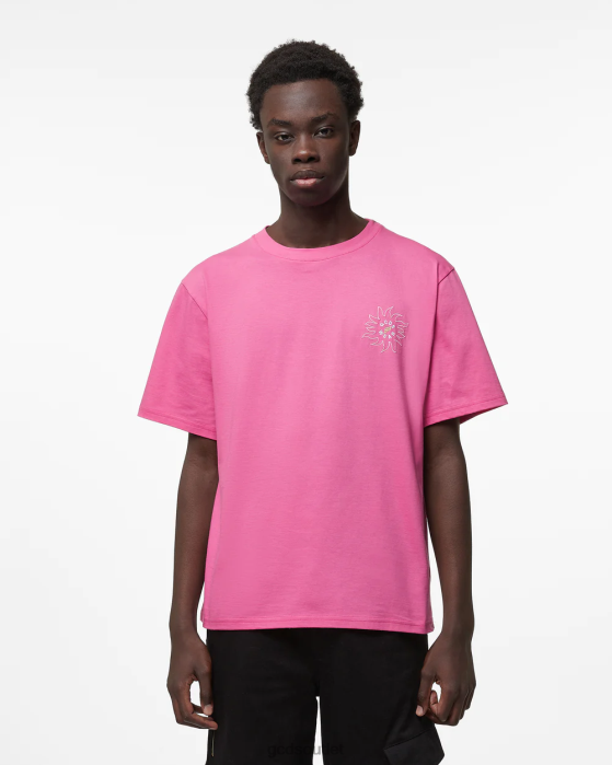 Men GCDS Surfing Wirdo Printed Loose T-Shirt Fuchsia 0FVX92