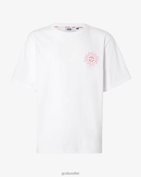 Men GCDS Surfing Wirdo Printed Loose T-Shirt White 0FVX101