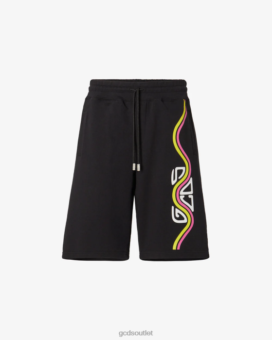 Men GCDS Waved Logo Oversized Bermuda Black 0FVX138