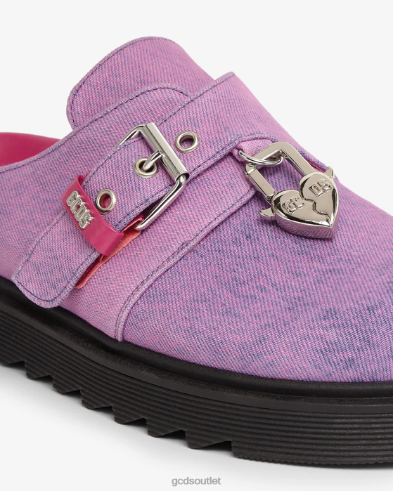 Men GCDS Bleached Denim Mules With Charm Pink 0FVX174