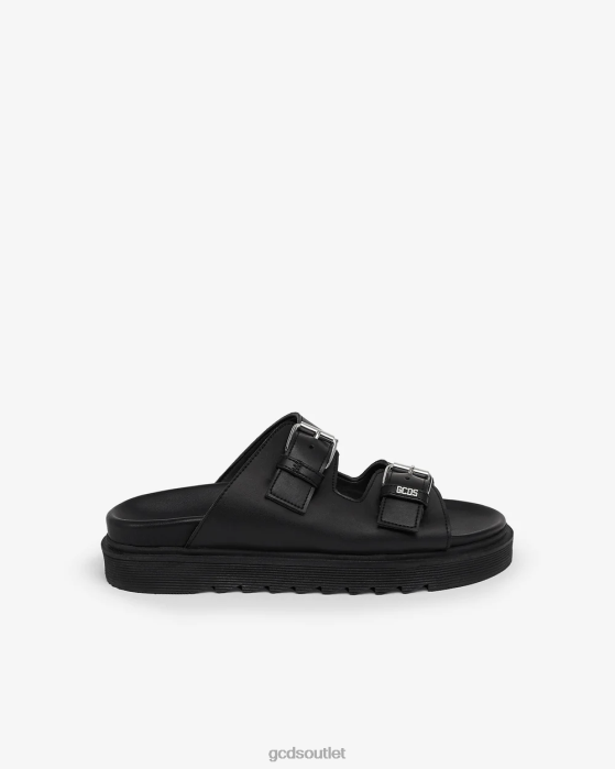 Men GCDS Leather Sandals Black 0FVX183
