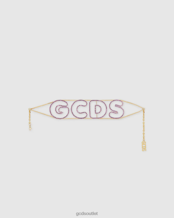 Women GCDS Bling Andy logo choker Lilac 0FVX564