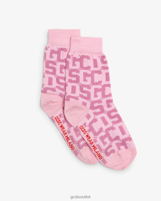 Women GCDS Monogram Jacquard Socks Pink 0FVX546