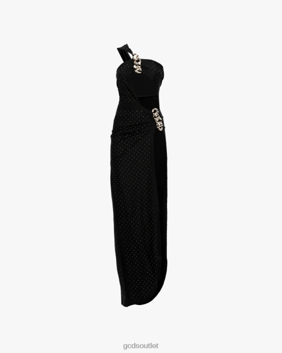 Women GCDS Bling Chain Long Dress Black 0FVX396