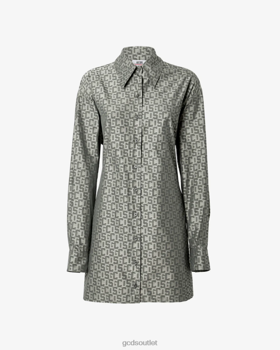 Women GCDS Bling Monogram Shirt Dress Military Green 0FVX426