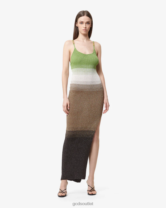 Women GCDS Lurex Degrade Tank Long Dress Military Green 0FVX413