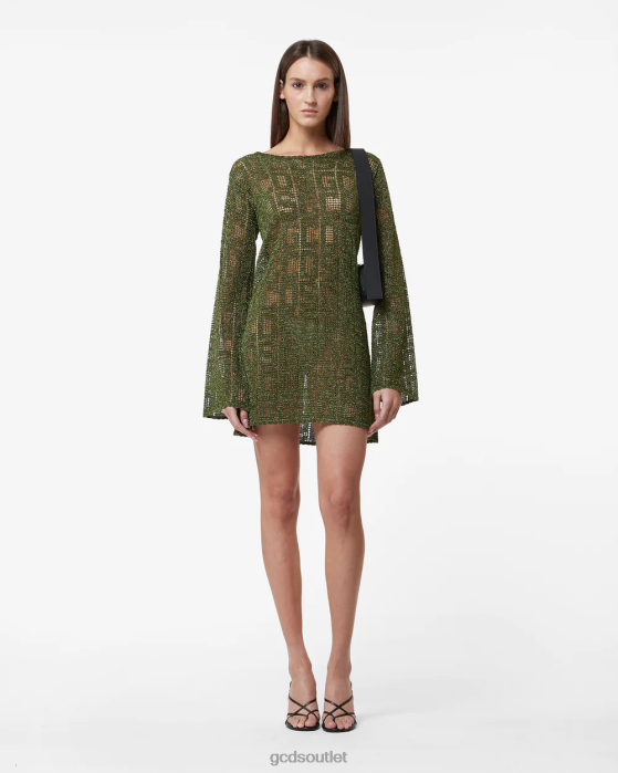 Women GCDS Monogram Macrame Dress Military Green 0FVX409