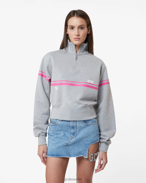 Women GCDS Bliss Half Zip Sweatshirt Grey 0FVX346